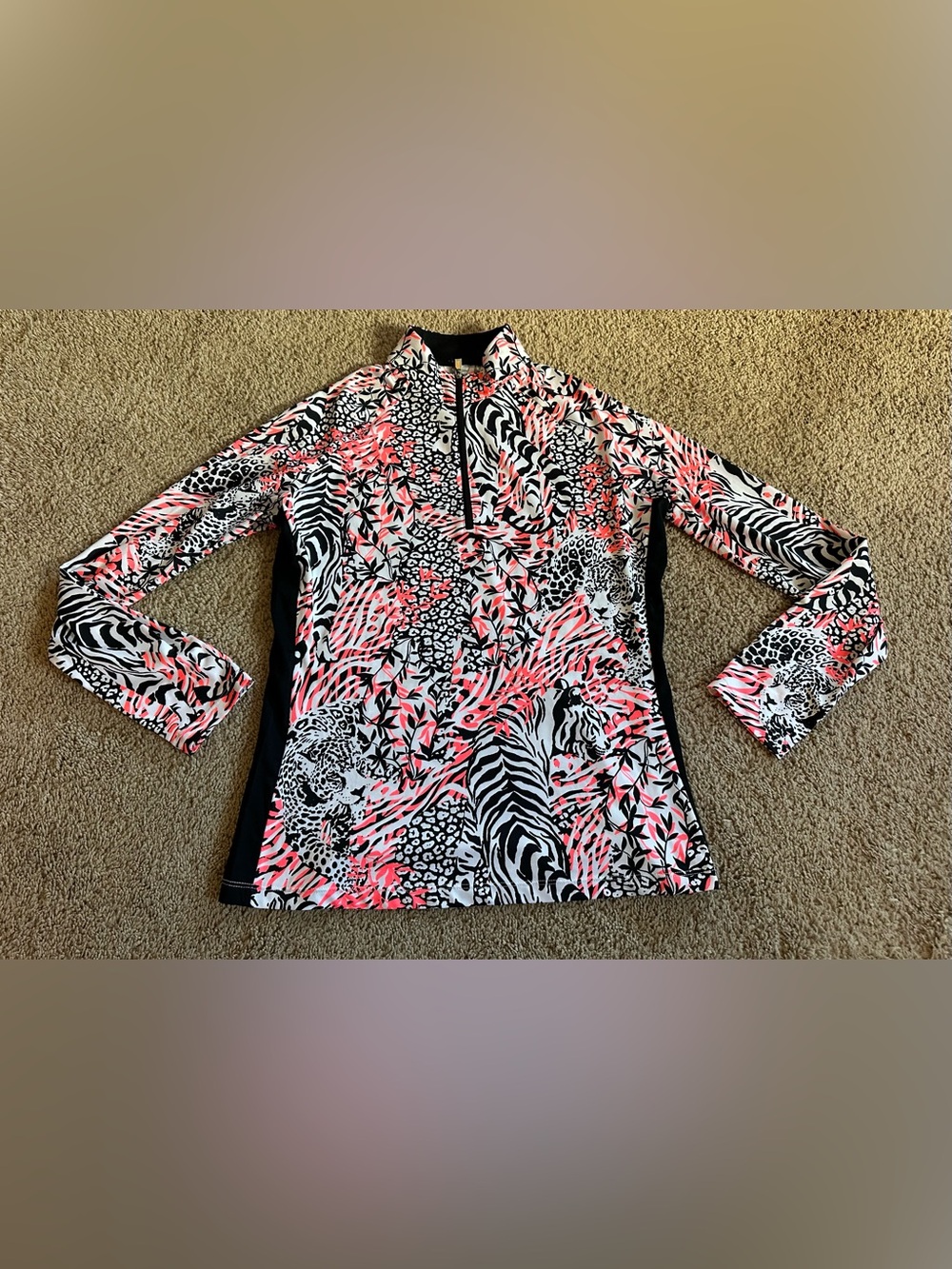 TAIL White Label Floral Active Top in Pink, Black & White.